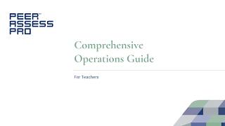 0. Comprehensive Guide for Teachers - Introduction and Prerequisites