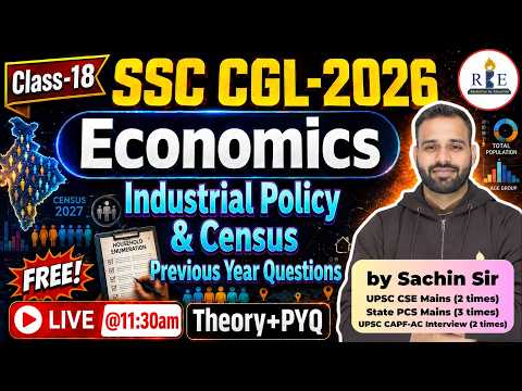 📊Class-18 Industrial Policy & Census | Previous Year Questions | Economics for SSC & Railway 2026