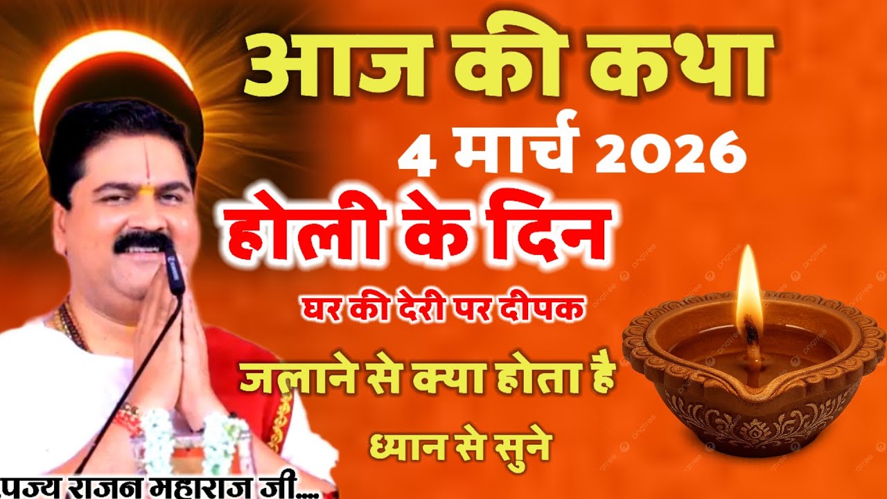 आज की कथा 4 मार्च 2026 होली के दिन घर की देरी पर दीपक जलाने से क्या होता है ध्यान से सुने#राजन 