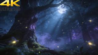Mystical Forest at Night ✨ Moonlight Ambience 4K for Relaxation | Ancient Forest Under the Moon screenshot 5
