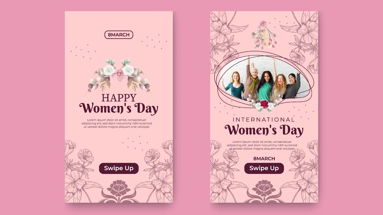 International women's day Instagram stories design collection | Illustrator Tutorials