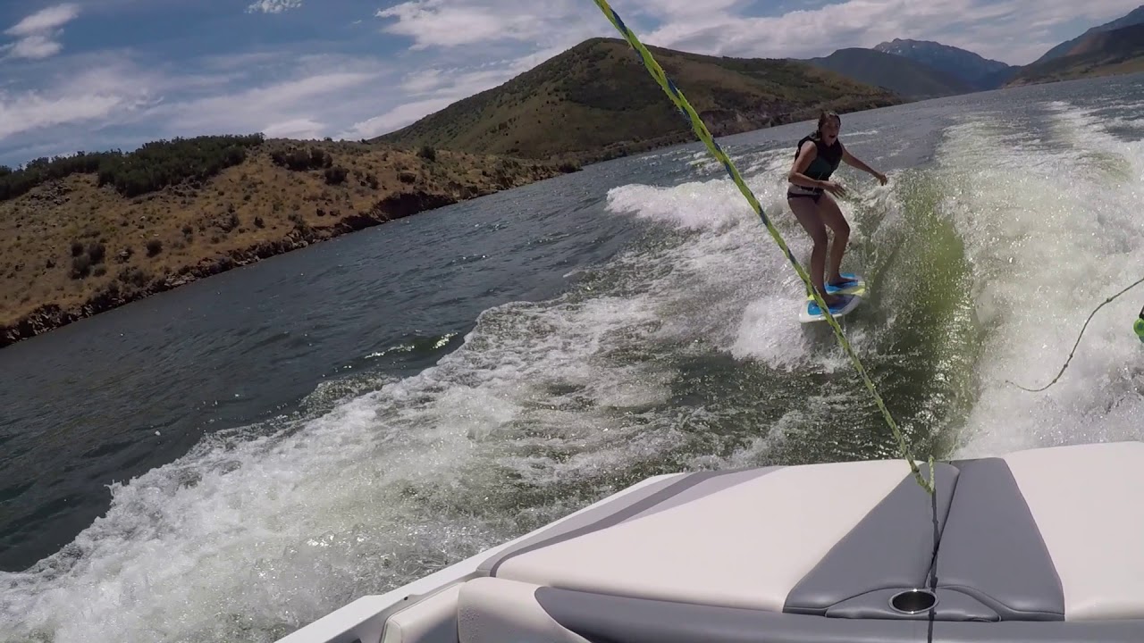 Paige wake surfing without the rope for the first time YouTube