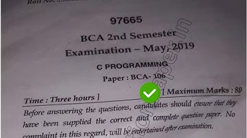 2019 Mdu BCA 2nd Sem C Programming Question Paper