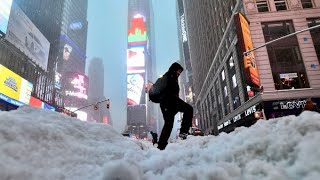 NEW YORK CITY 2018: SNOW BLIZZARD [NOR'ESTER] in 4K!