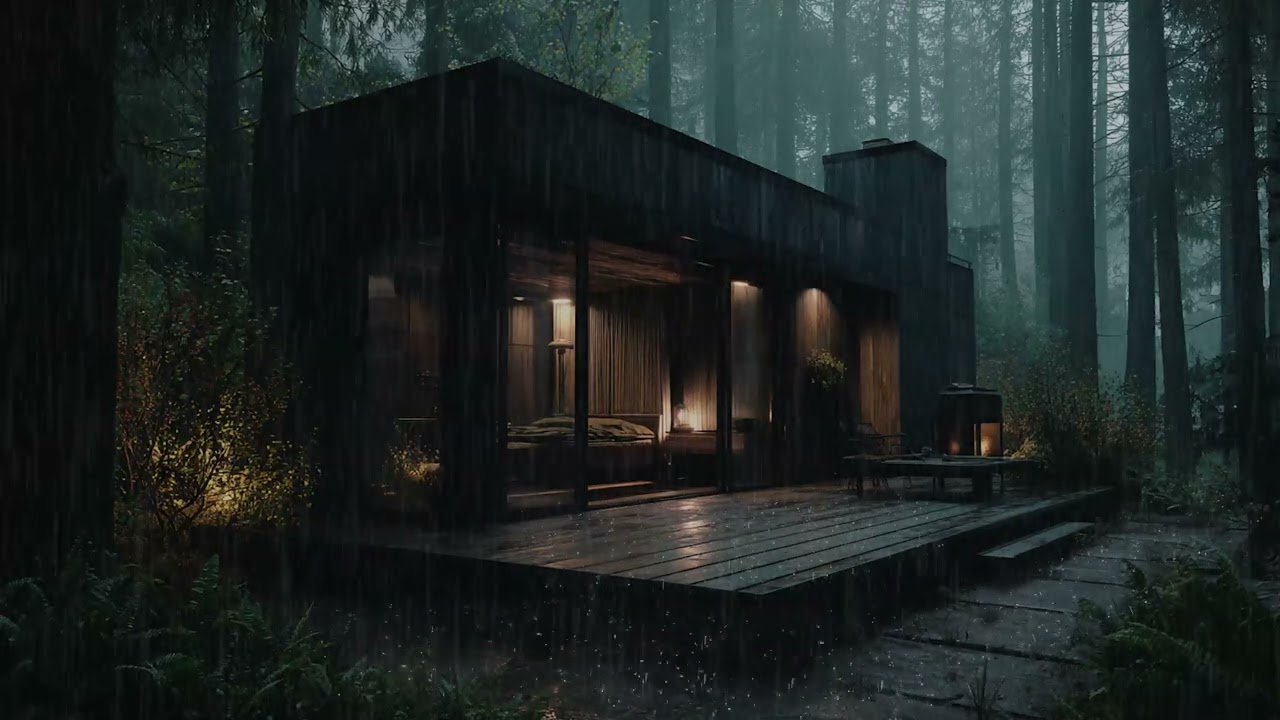 Rainy Forest Room at Night | Peaceful Deep Sleep Ambience [No Music]