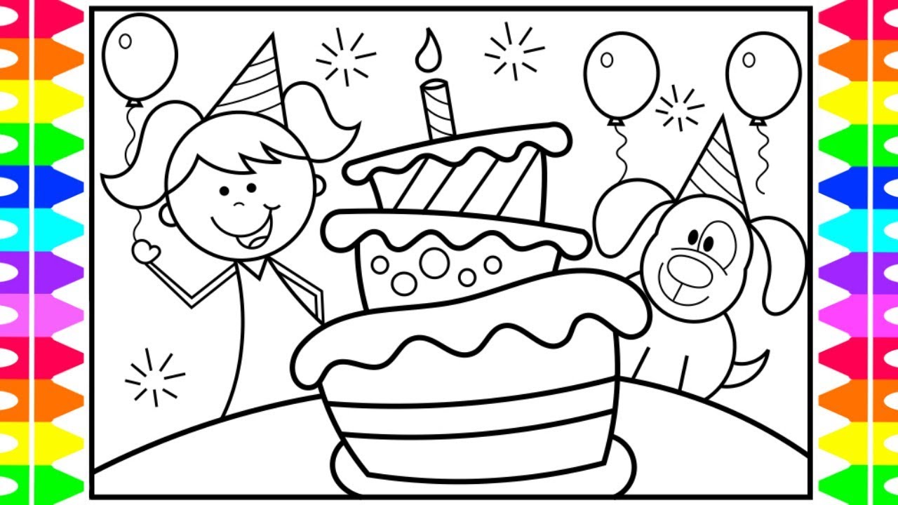 How to Draw a Birthday CAKE Step by Step for Kids  Birthday ...