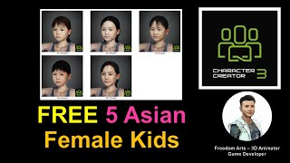 FREE 5  Asian Kid Female CC3 Avatar Pack 01 - Character Creator 3 Contents Free Sharing