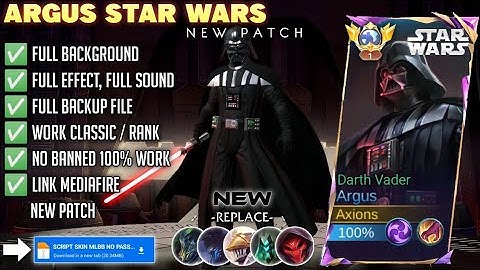 Script Skin Argus Star Wars Darth Vader no Password | Full Effect & Voice | Patch Terbaru
