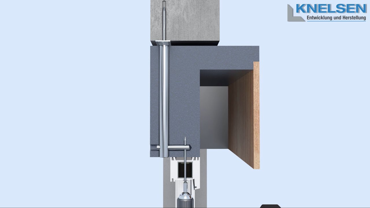 Fensterbefestigung im Rollladenkasten Revision außen mit Direktschraube