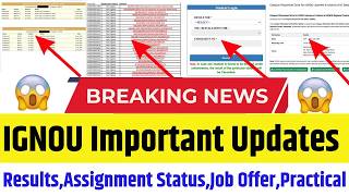 IGNOU New Update Today || IGNOU Assignment Status Update || IGNOU Job Offer || IGNOU Merit List 2026