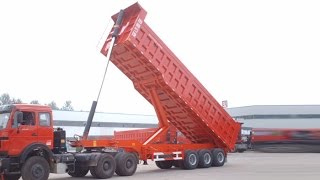 Durable 2/3 axles rear dump self unloading hydraulic end tipper trailer