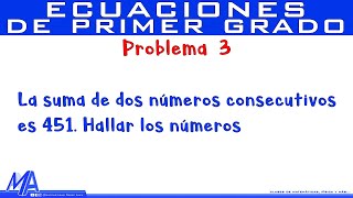 Solving problems with first-degree equations | Example 3