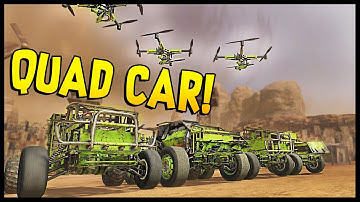 Crossout - QUAD CAR! 4 CARS IN ONE - Triple Attack Drone Build - Crossout Gameplay