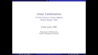 EWU Math 231: Vectors - Linear Combinations