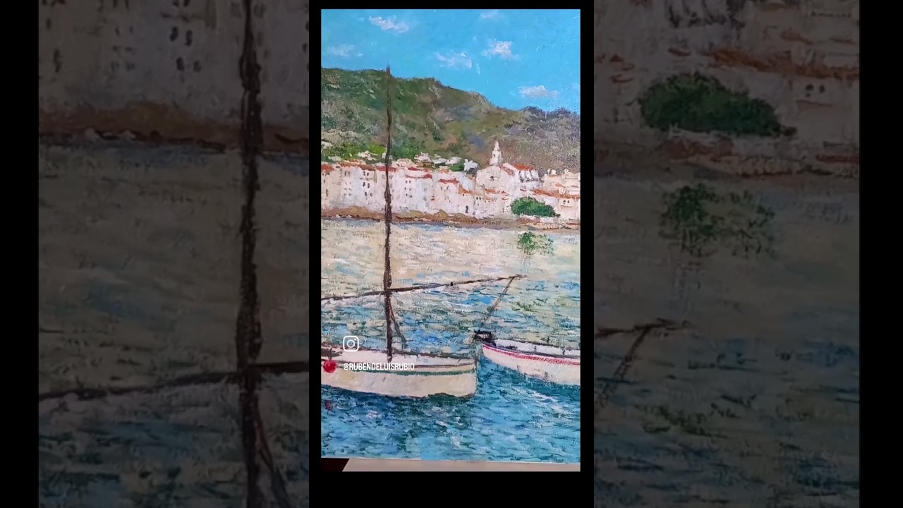 Un cuadro al oleo de un atardecer en Cadaqués. Rubén de Luis.