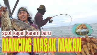 SARANG KERAPU DI SPOT KAPAL KARAM DEKAT MUARA SURABAYA | PERAHU SUKA MANCING