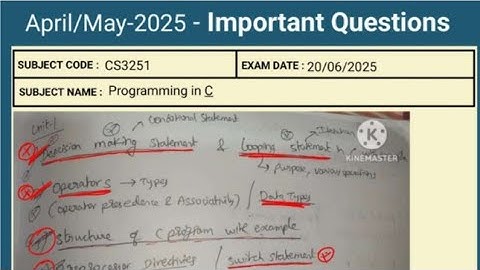 Cs3251 programming in c | important questions | latest for April May 2025 exam | anna university