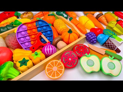 ASMR】🍓 最高のASMR！虹色のおもちゃ野菜を次々に切る Satisfying