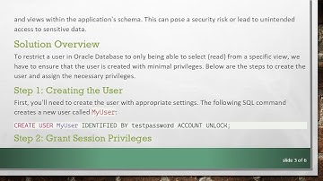 Granting Read Only Access to a Specific View for Oracle DB Users