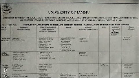 5th semester exam datesheet out||real or fake||Jammu University Today official notification.