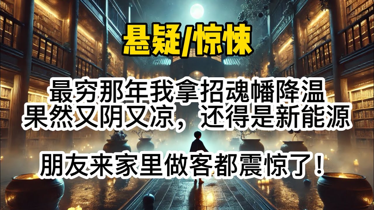 最穷那年我拿招魂幡降温，果然又阴又凉，还得是新能源，朋友来家里做客都震惊了！#惊悚 #懸疑  #悬疑 #一口氣看完 