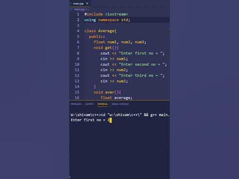 c++ program to find average of 3 numbers using class @PWOShivam - YouTube
