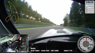 Chris Harris carves up the field in a low drag E-Type at the Spa 6 hours 2017