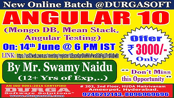 ANGULAR 10 Online Training @ DURGASOFT