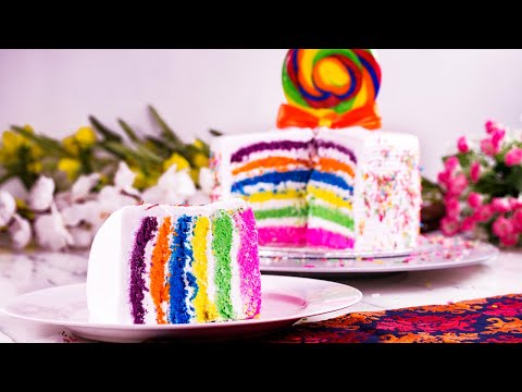 Rainbow Cake Recipe | Cake Recipe | Birthday Cake Recipe | How To Make Rainbow Cake | Layered Cake