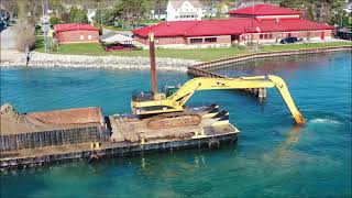 PORT HURON COAST GUARD STATION - Dredging Sand From Boat Basin Port Huron Michigan 4-14-2021