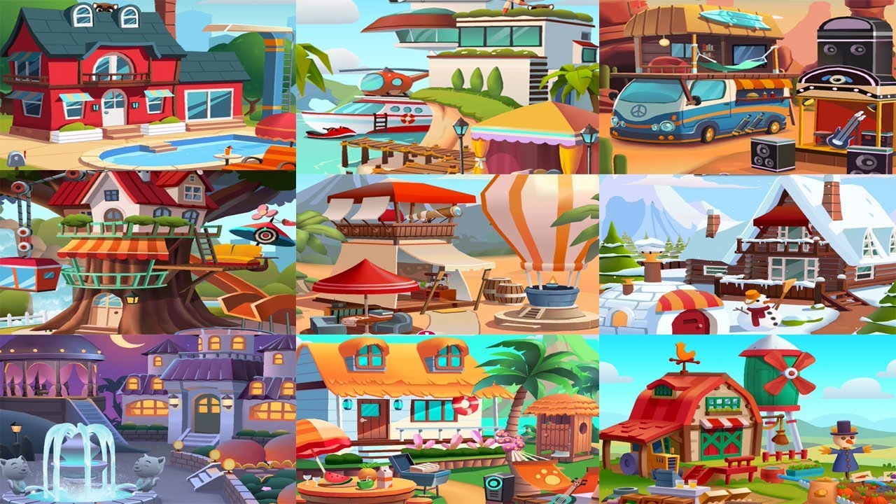 Talking Tom Gold Run - Full Upgrading All 9 Houses 2019 Gameplay