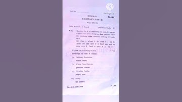 Company Law Question Paper 2023 #shorts #kukuniversity