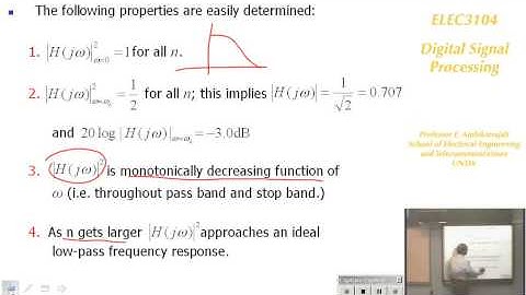 Digital Signal Processing 7: Analogue Filter Design - Prof E. Ambikairajah