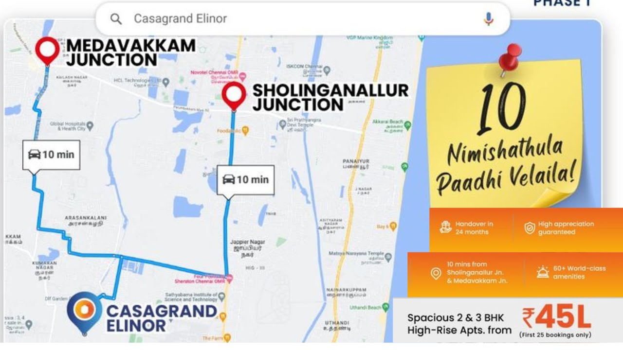 Casagrand Ellinor 2 & 3 BHK For Sale in Navalur, Chennai 98840