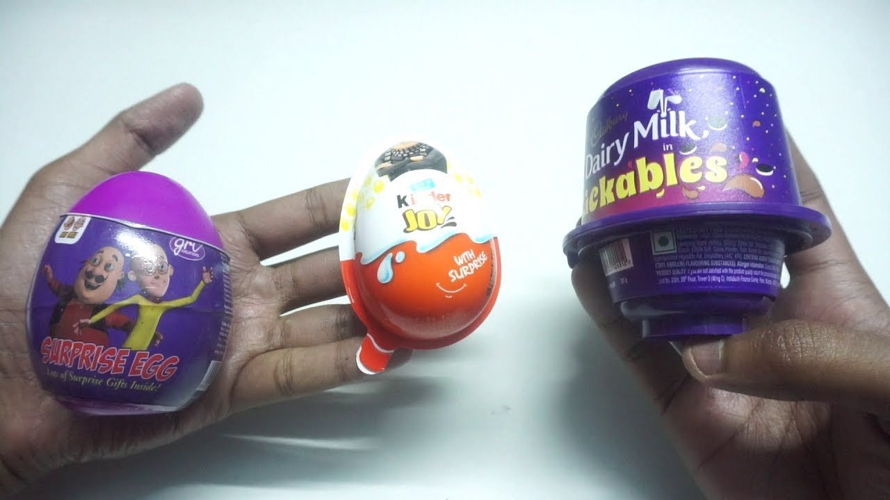 Motu Patlu Surprise Egg Vs Dairy Milk Lickables VS Kinder Joy - YouTube