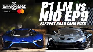 V8 McLaren P1 LM vs electric NIO EP9 at Goodwood | Fastest road legal cars ever at FOS