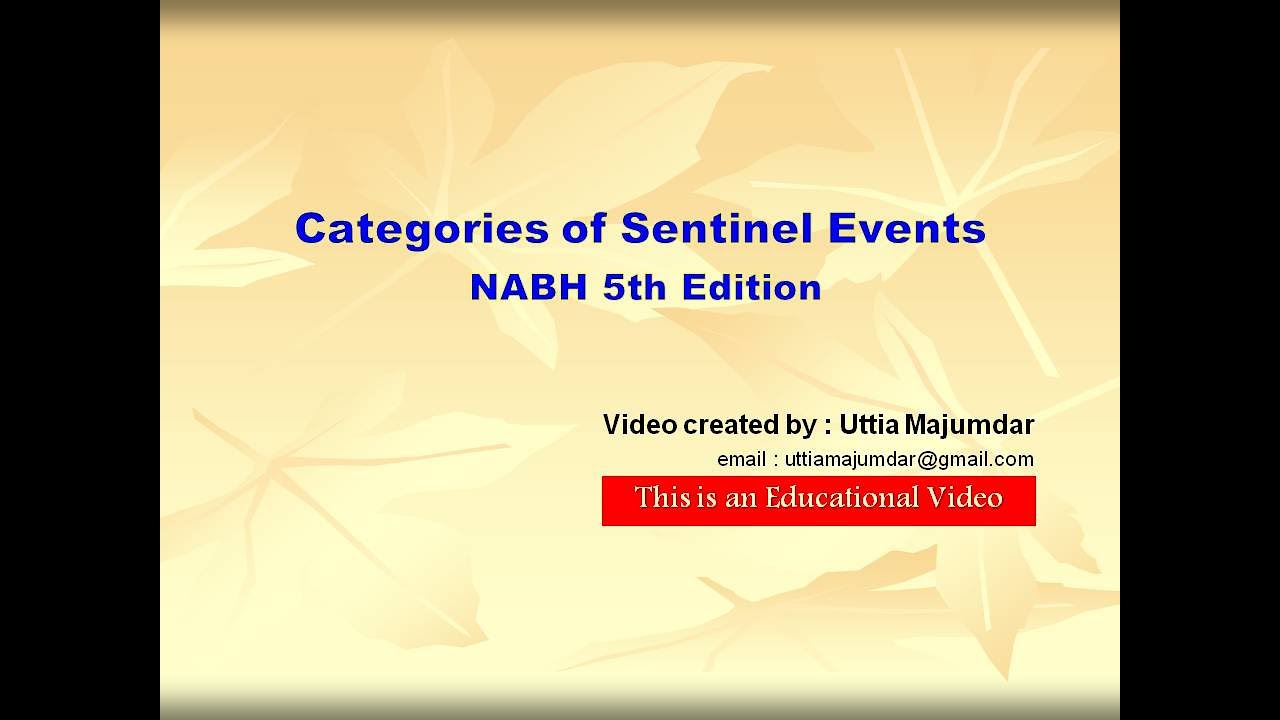 Categories of Sentinel Events NABH 5th edition YouTube