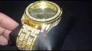 Venta reloj dorado brillante diamantes artificiales hiphop modelo tk1078 mercadolibre arg