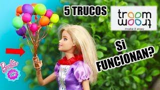 Probando 5 IDEAS fáciles de Troom Troom para muñecas Barbie!! //Trucos  Momentos DIYvertiDolls