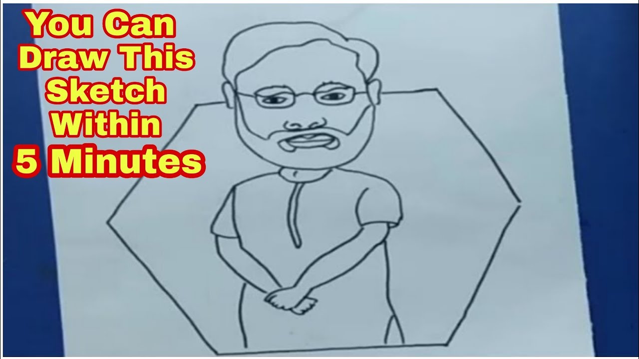 How to draw Simple Sketch of Prime Minister Narendra Modi - YouTube