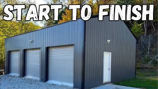 12 Minute Dream Garage!  DIY Timelapse Shop Build Post Frame Pole Barn  Shed Construction Building