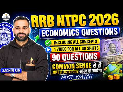 RRB NTPC 2025-26 Economics | All Important Questions | Sachin Sir | Complete Preparation 🚨