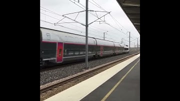 TGV Duplex passing station at 300 km/h!