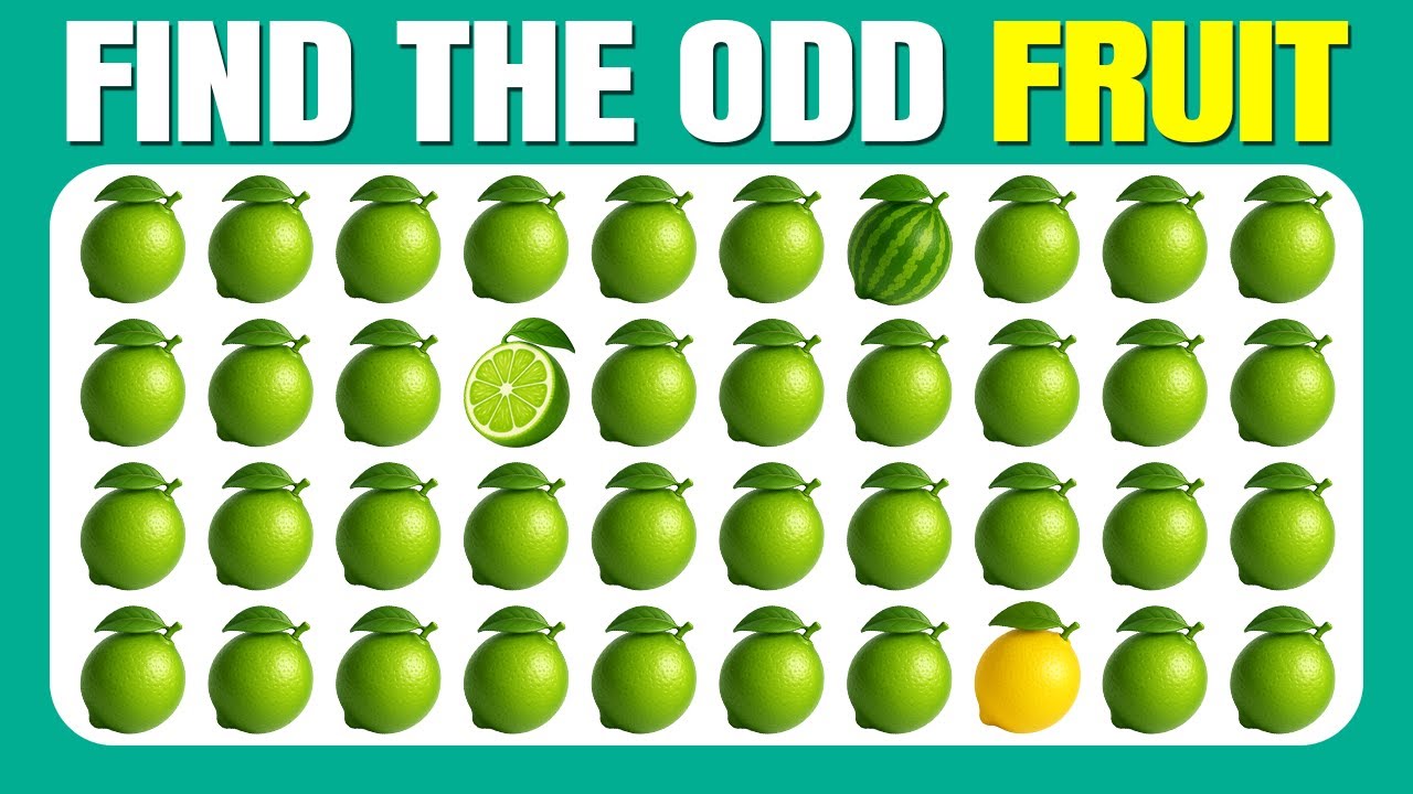 Найди лишнее — Фруктовое издание 🍎🍌🍇 | 40 уровней | Лёгкий, средний, сложный | Quizzer Odin