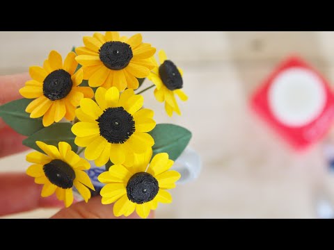 簡単 クラフトパンチで作るヒマワリの花の作り方 茎付き Diy How To Make Paper Sunflower With Paper Punch Youtube