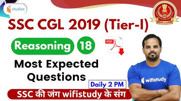 2:00 PM - SSC CGL 2019 (Tier-I) | Reasoning by Sachin Modi Sir | Most Expected Questions