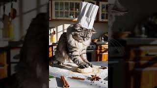Футаж Котик Месит Тесто. Кот-Повар. Мультфильм.