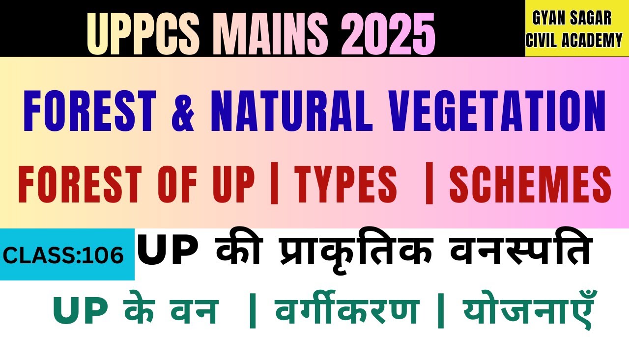 Forest & Natural Vegetation of U P | Types of Forest | UP Forest Conservation Schemes | CLASS 106 |