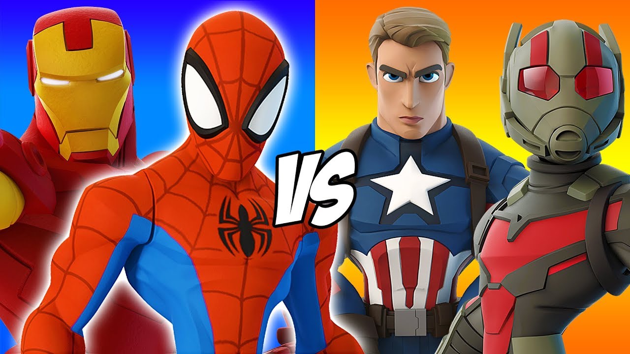 Iron Man and Spiderman VS Captain America Ant Man Disney Infinity   Marvel Battlegrounds Civil War - YouTube