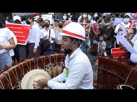 Musicians play as Myanmar coup protests continue